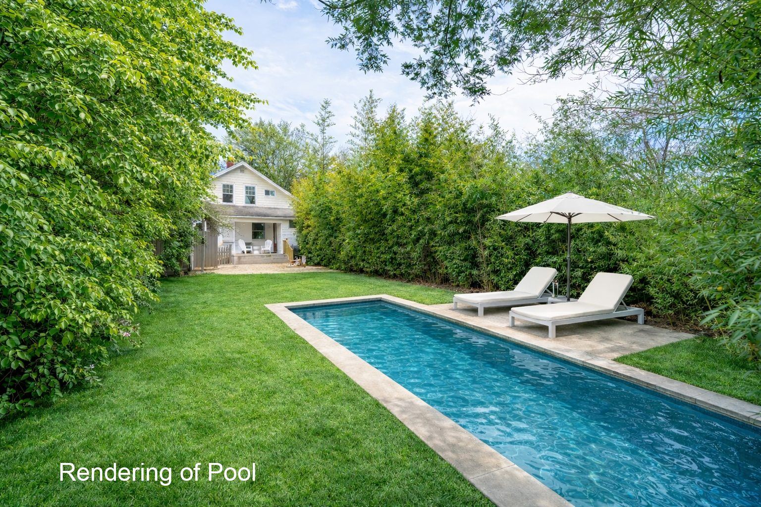 Architect's pool rendering — study from the lawn